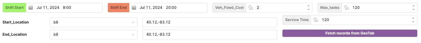 other additional route optimization API parameters in integration dashboard